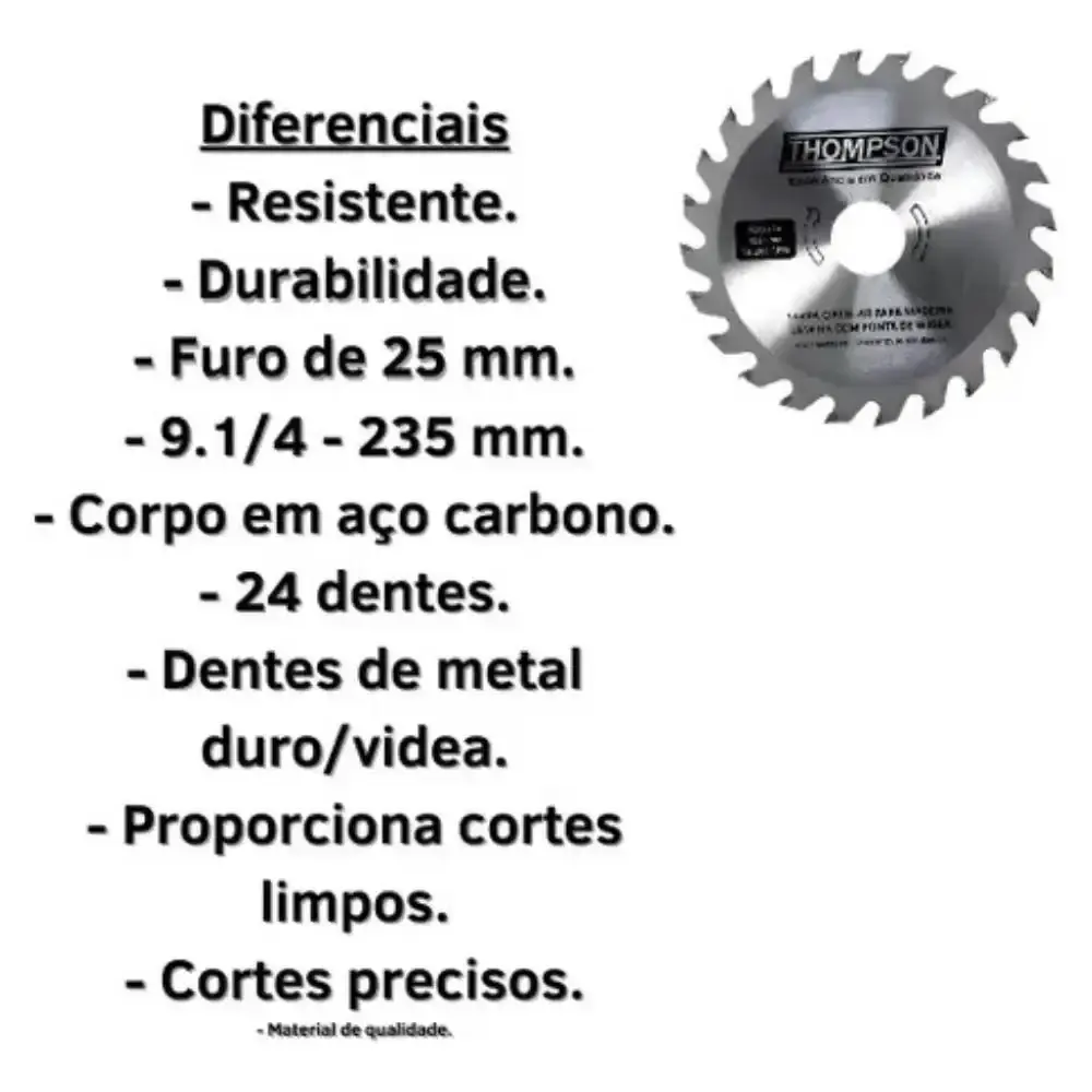 Lâmina de Serra Circular para Madeira 14 Polegadas 36 Dentes 350 mm x 30 mm THOMPSON — fotografia 4