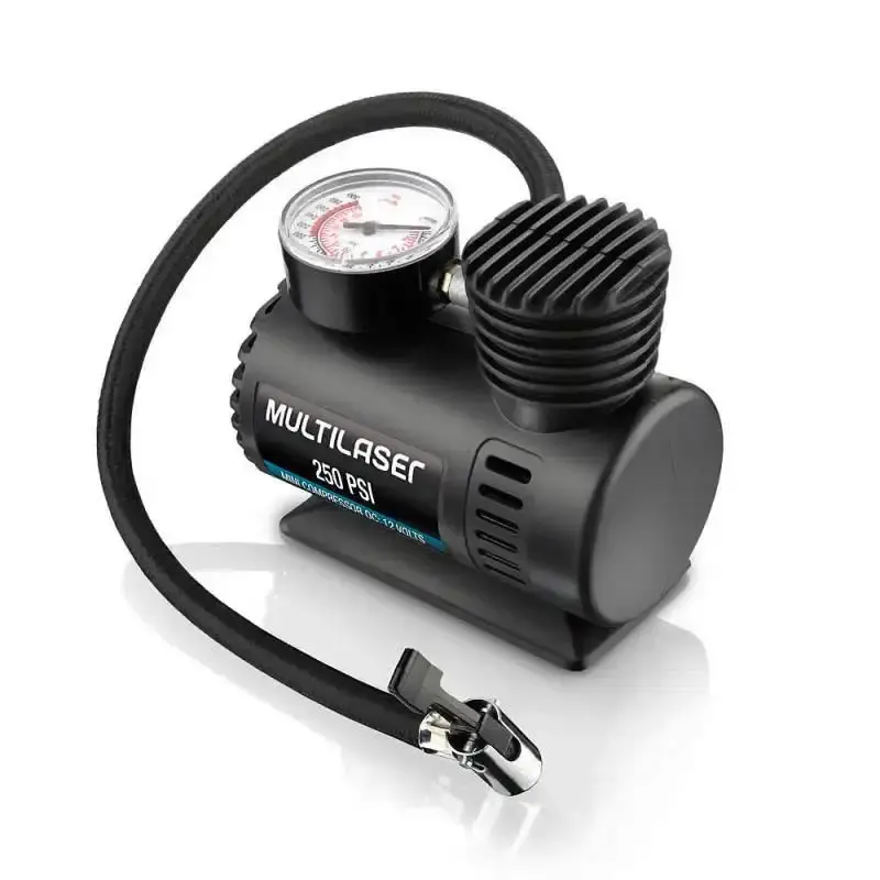 Mini compressor de ar 12V vazão 15 l/min 250PSI 3 bicos AU601 Multilaser
