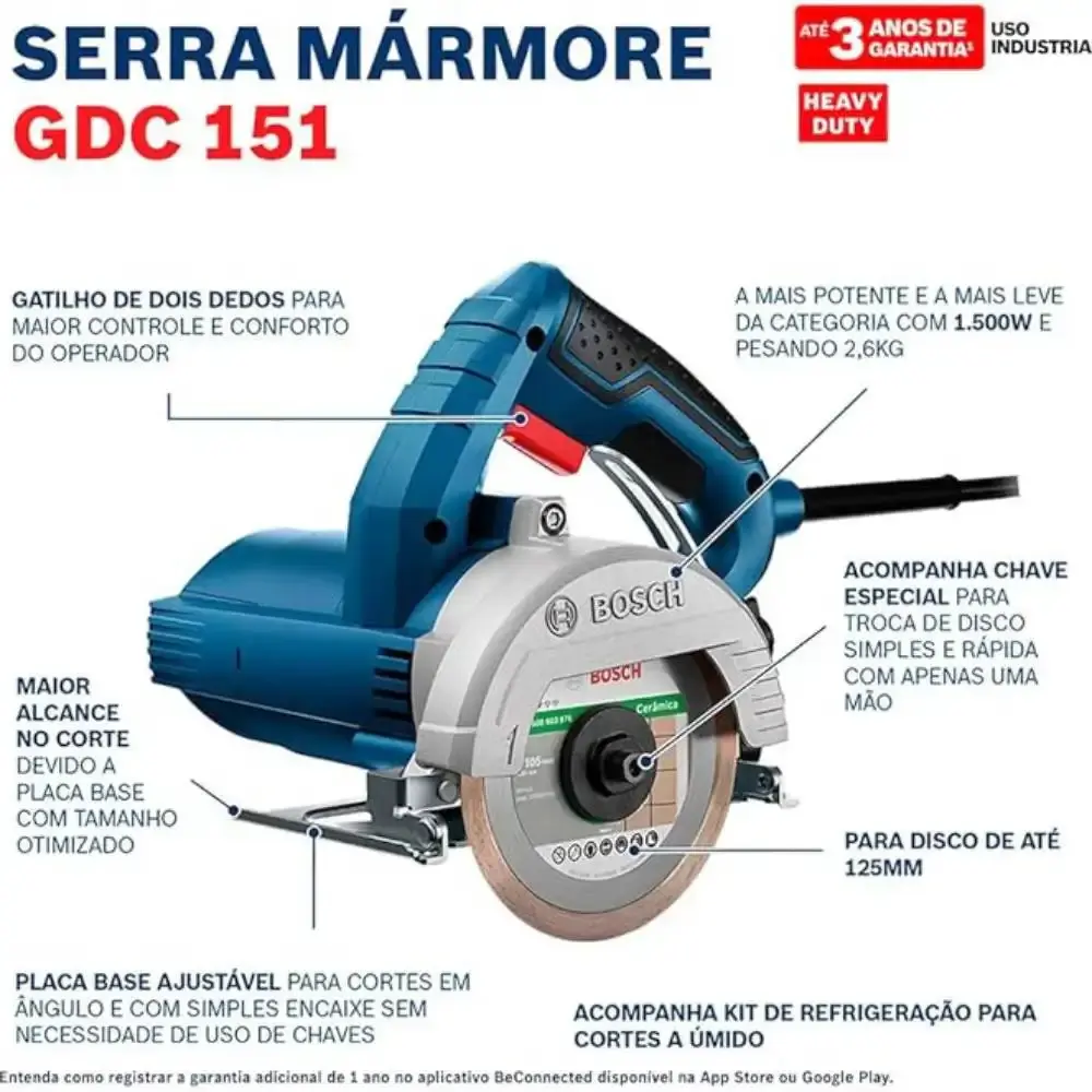 Serra mármore 5 polegadas 1500W titan GDC 151 com maleta, kit refrigeração e disco 220V Bosch — fotografia 4