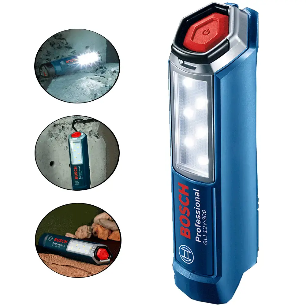 Lanterna LED à bateria 300 lumens sem bateria GLI 12V-300 Bosch — fotografia de referência