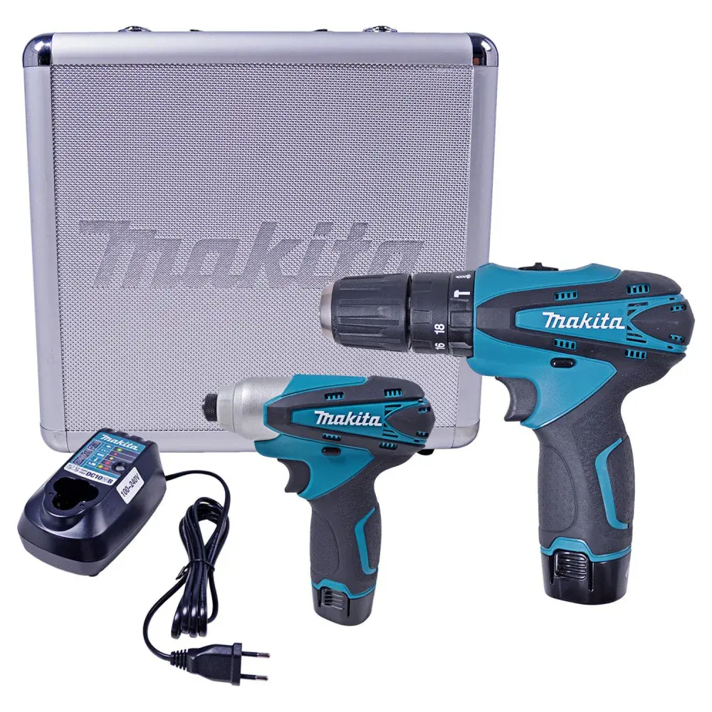 Kit furadeira parafusadeira e parafusadeira a bateria Makita