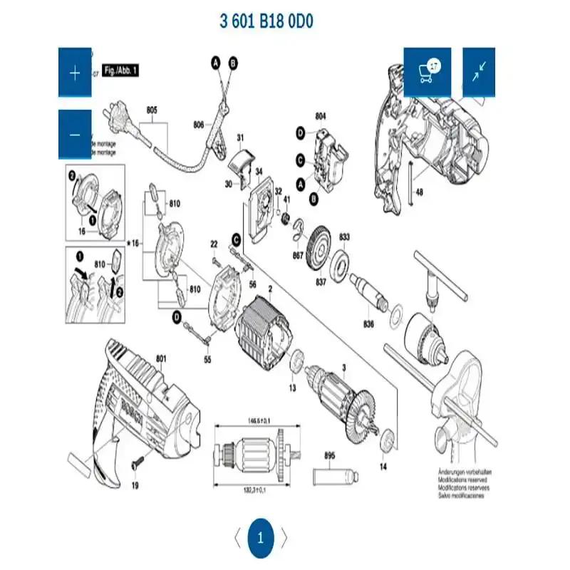 Estator para furadeira GSB 16 RE em 110V F000607176 Bosch 110 V — fotografia 4