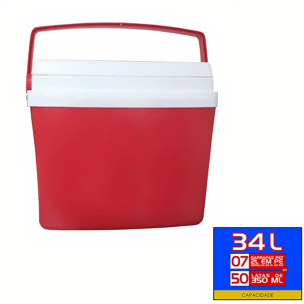 Caixa térmica 34 litros vermelha cooler CXT0034 Botafogo — fotografia 3