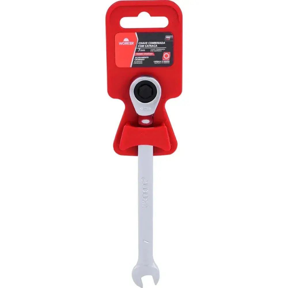Chave combinada com catraca cromo vanádio 7MM Worker — fotografia 12