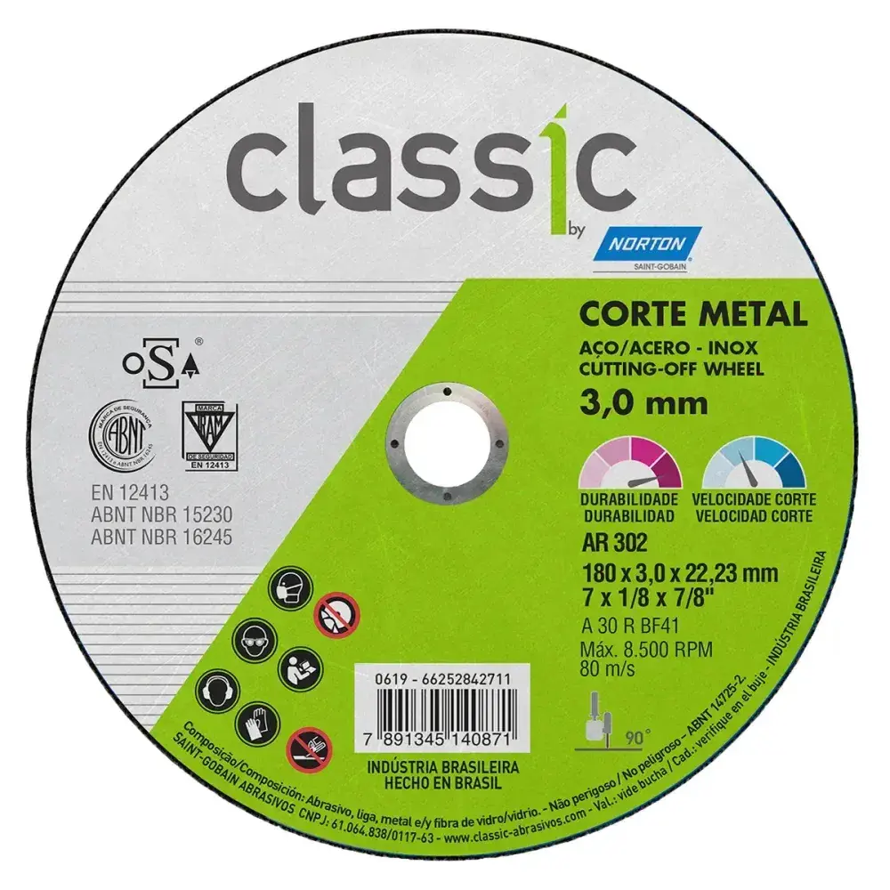 Disco de corte classic AR302 180X3,,23MM Norton — fotografia 2