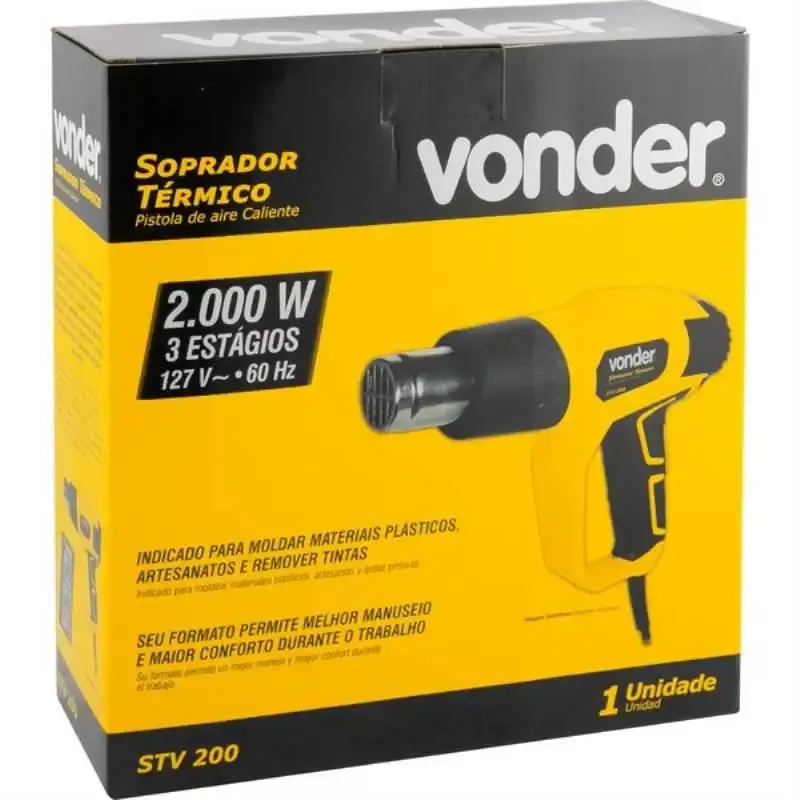 Soprador térmico 2000W 3 estágios STV 200 com bicos Vonder 220 V — fotografia 5