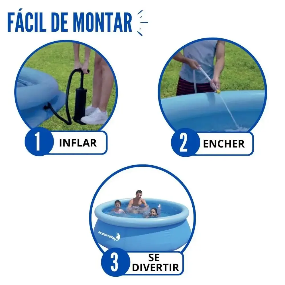 Piscina inflável com borda 1000L IWPBI1000 ImportWay — fotografia 4