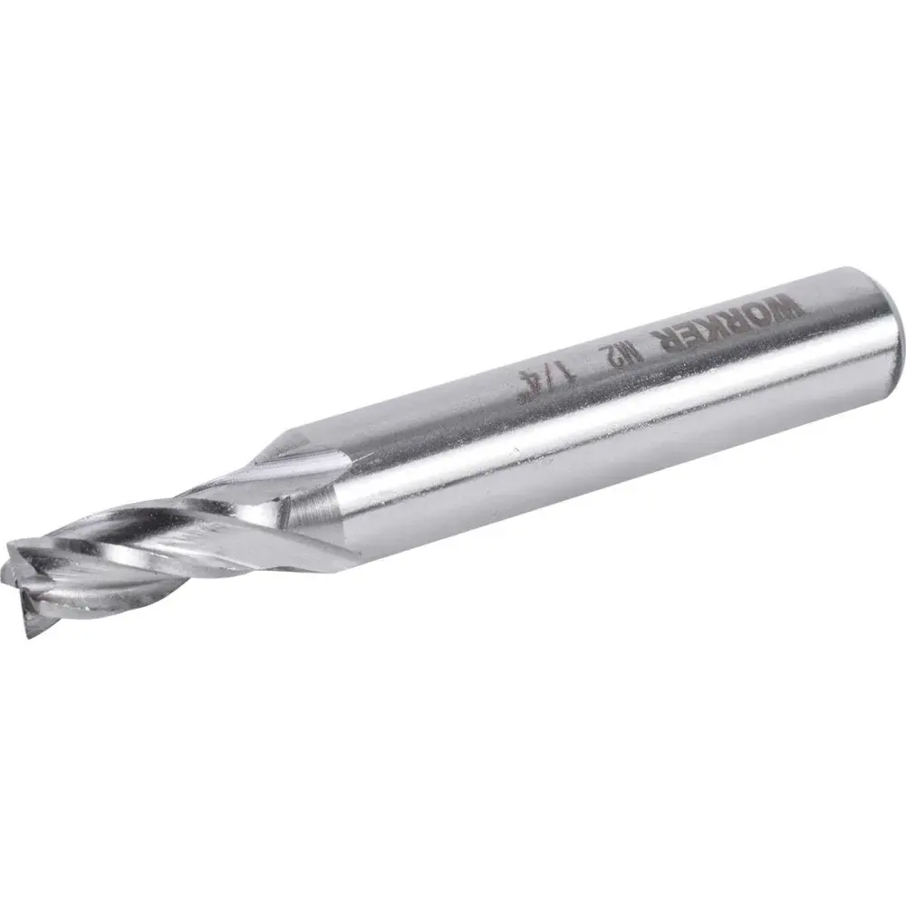 Fresa de topo reto aço rápido 1/4” haste 3/8” Worker — fotografia 3