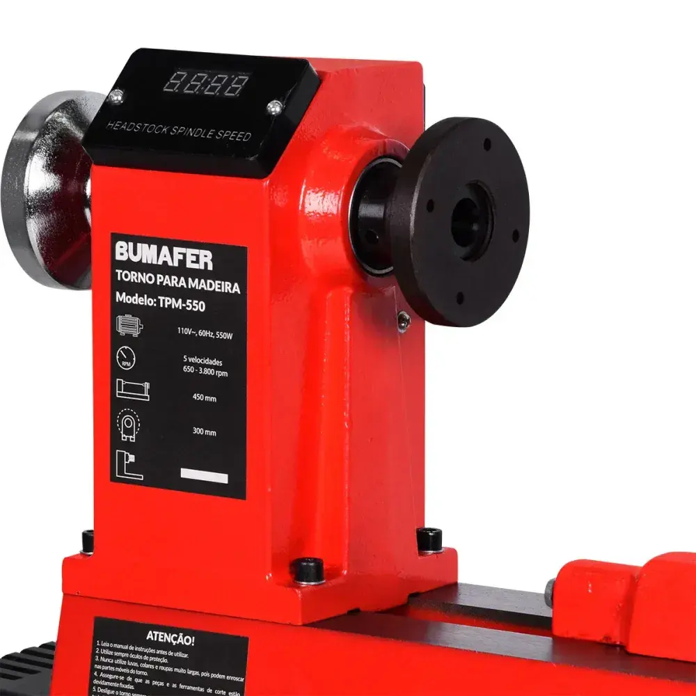 Torno para madeira TPM-550 550W 450MM monofásico Bumafer — fotografia 4