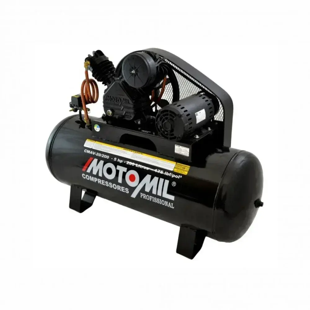 Compressor de ar profissional CMAV-20/200 5HP 200L 220/380V trifásico MotoMil — fotografia 8