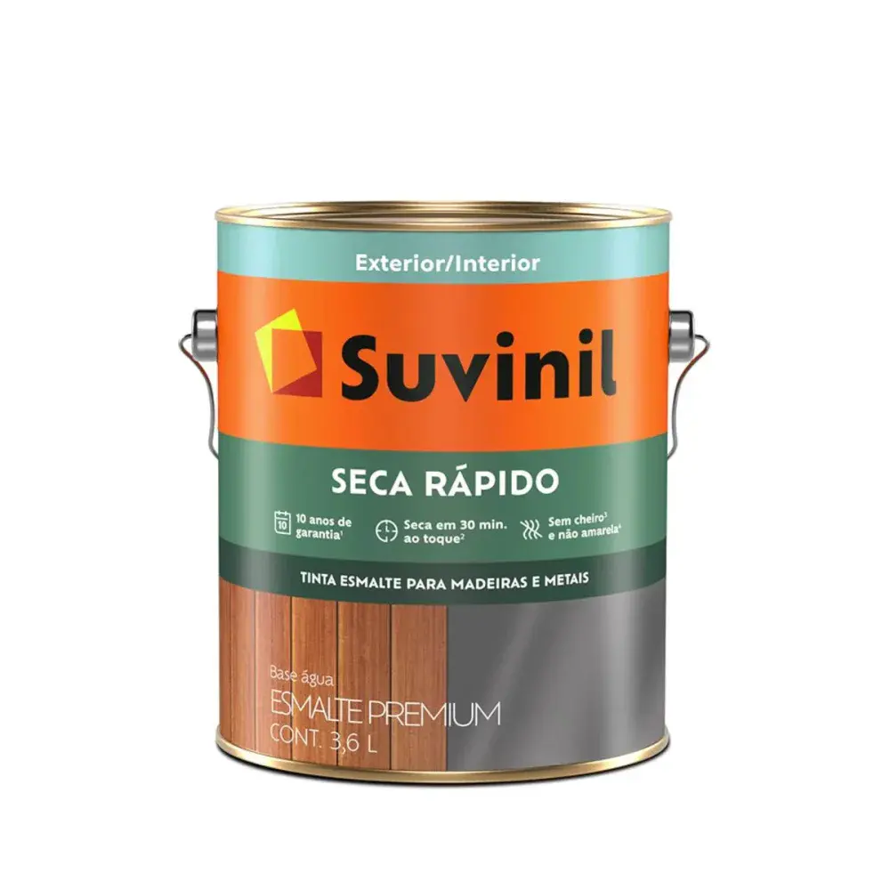 Tinta esmalte seca rápido brilhante branca 3,6L Suvinil — fotografia 2