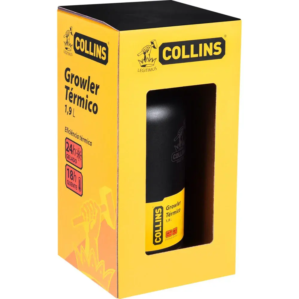 Growler térmico em aço inoxidável preto 1,9L Collins — fotografia 6