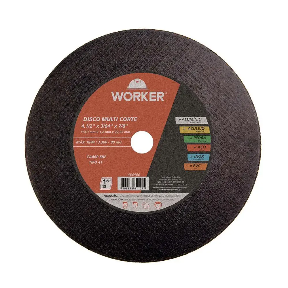 Disco corte multiuso Worker 7,6MMX7/8 — fotografia de referência