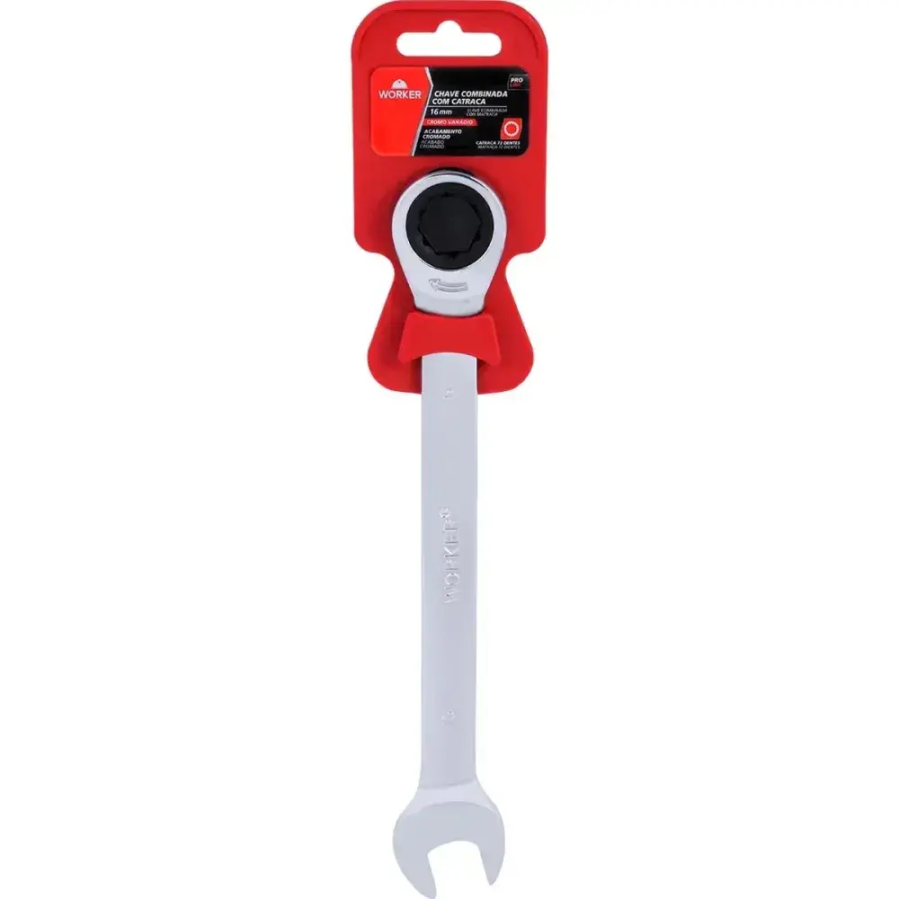 Chave combinada com catraca cromo vanádio 16MM Worker — fotografia 12