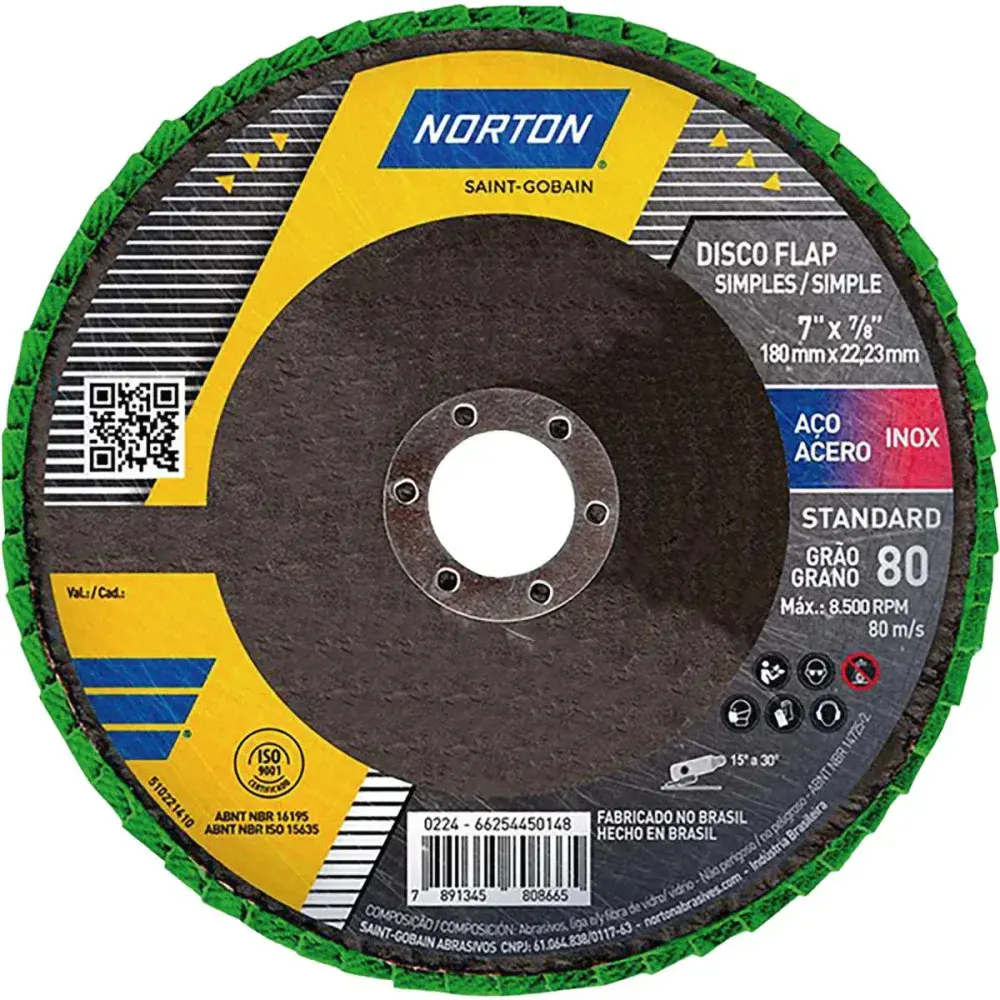 Disco flap grão 120 115MM R244 standard Norton — fotografia de referência