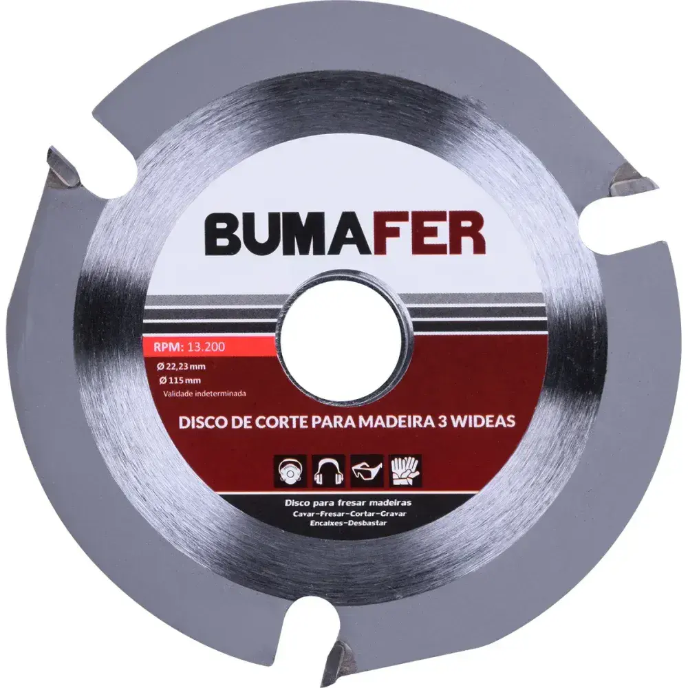 Disco de corte para madeira 3 wideas 115MM x 2223MM Bumafer — fotografia 6