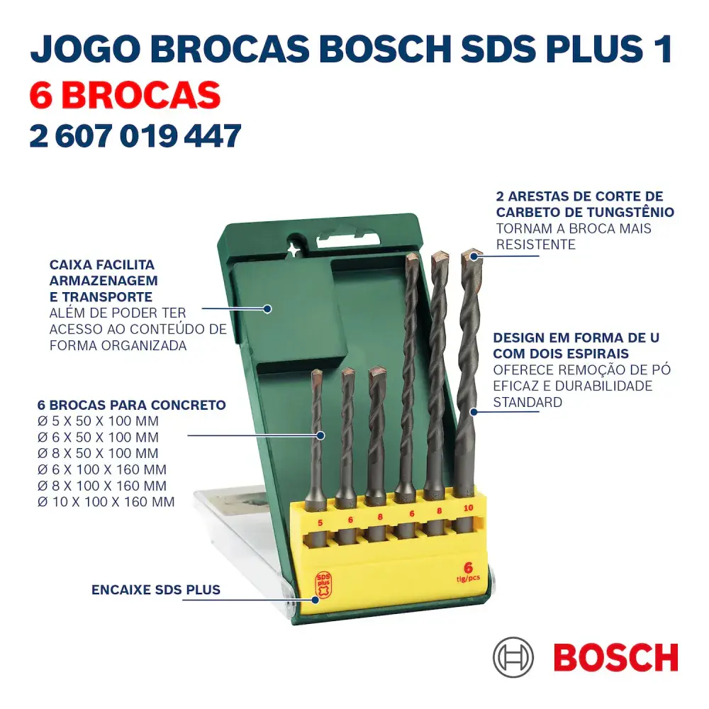 Jogo de brocas sds plus de 5 a 10 mm Bosch - 6 peç — fotografia 9