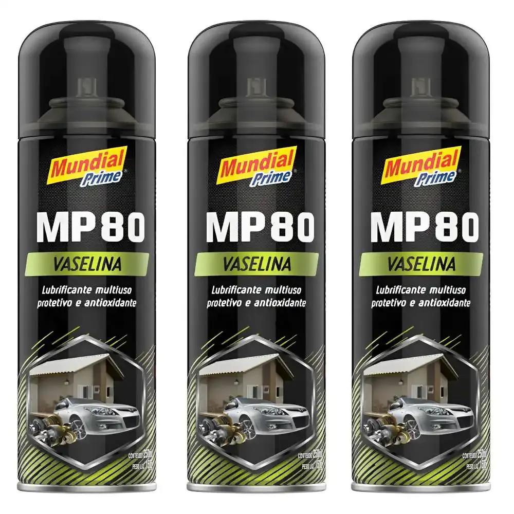 Vaselina Spray MP80 250 ml com 3 Unidades MUNDIAL PRIME — fotografia de referência