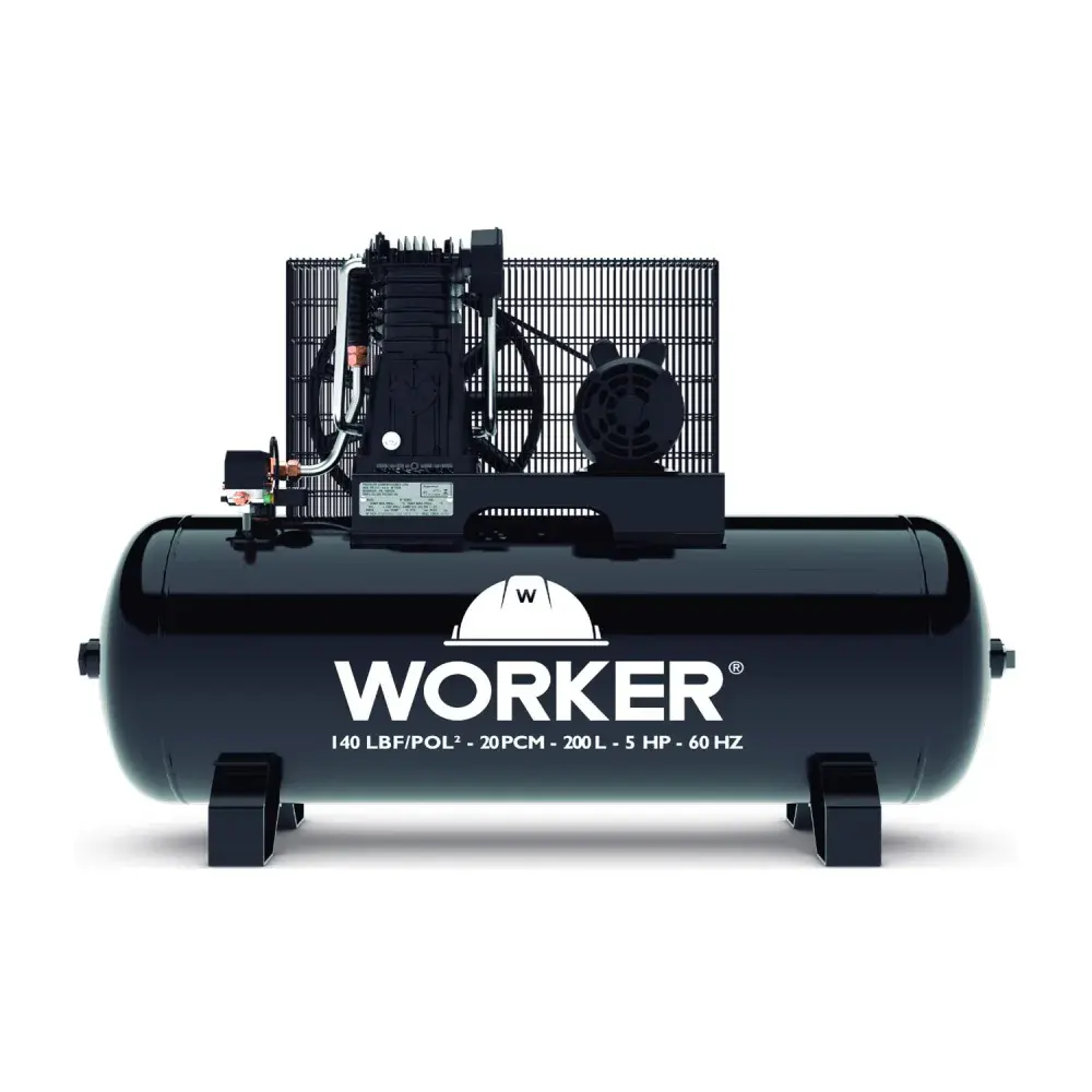 Compressor de ar 20PCM 140PSI 200 litros - 220/380V trifásico Worker — fotografia de referência