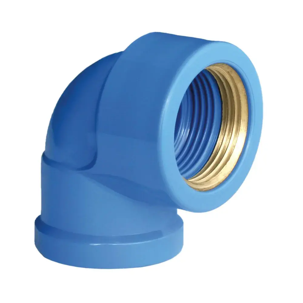 Joelho bucha latão Plastilit azul LR90 20MMX1/2 — fotografia de referência