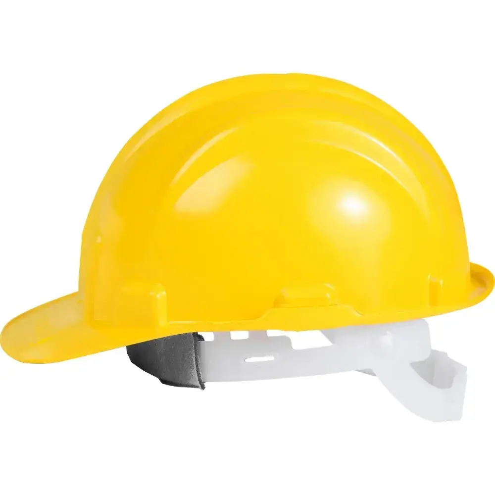 Capacete de proteção amarelo com carneira e aba frontal Worker — fotografia 9