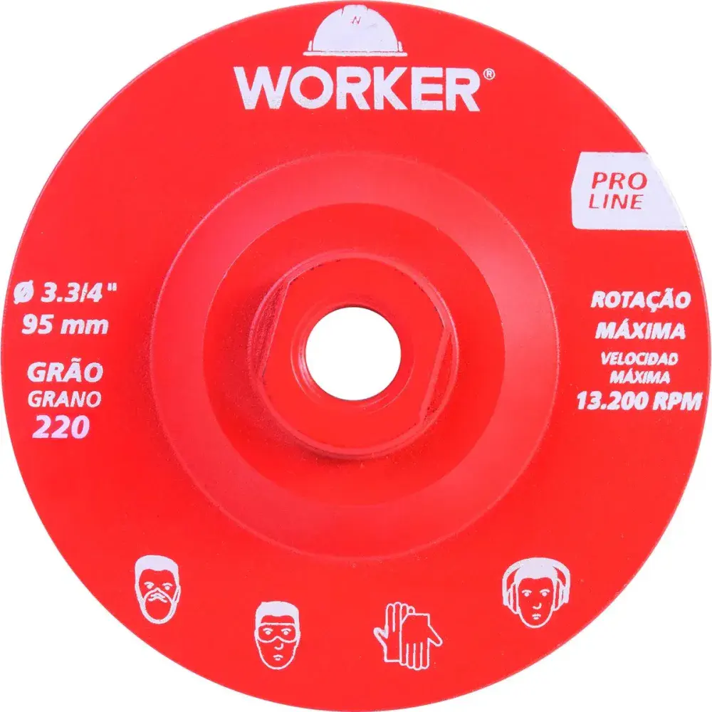 Rebolo diamantado liso 3.3/4 95MM M14 13.200RPM grão 220 Worker — fotografia 7