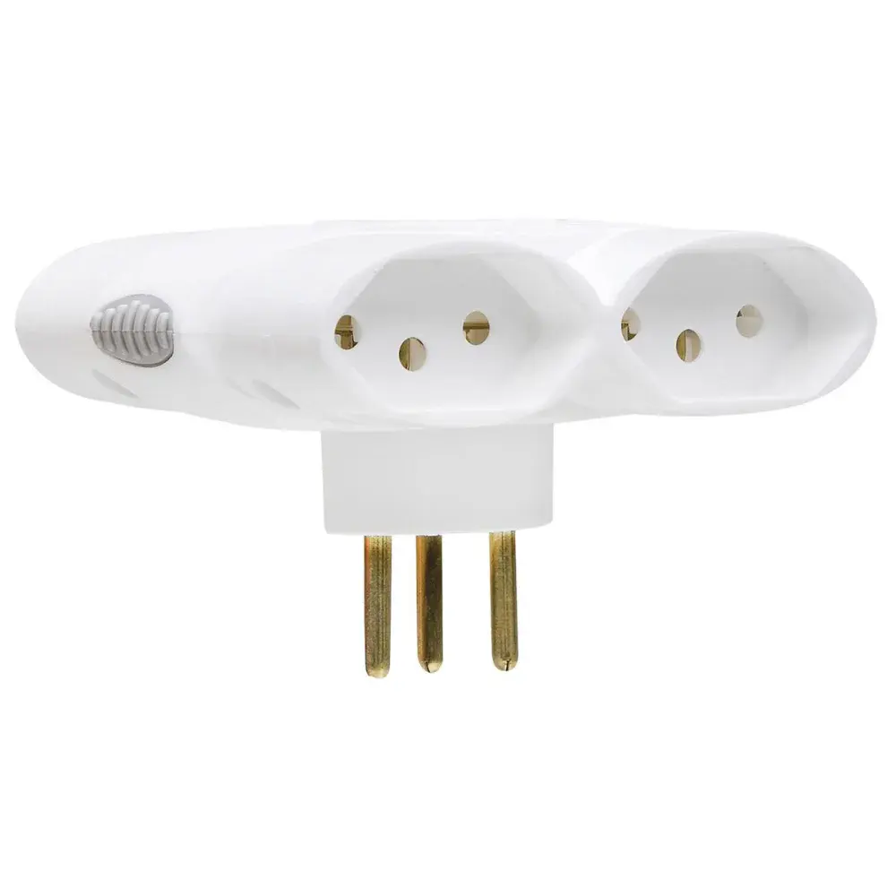 Pino multiplicador Daneva 4 tom 3P 10A branco