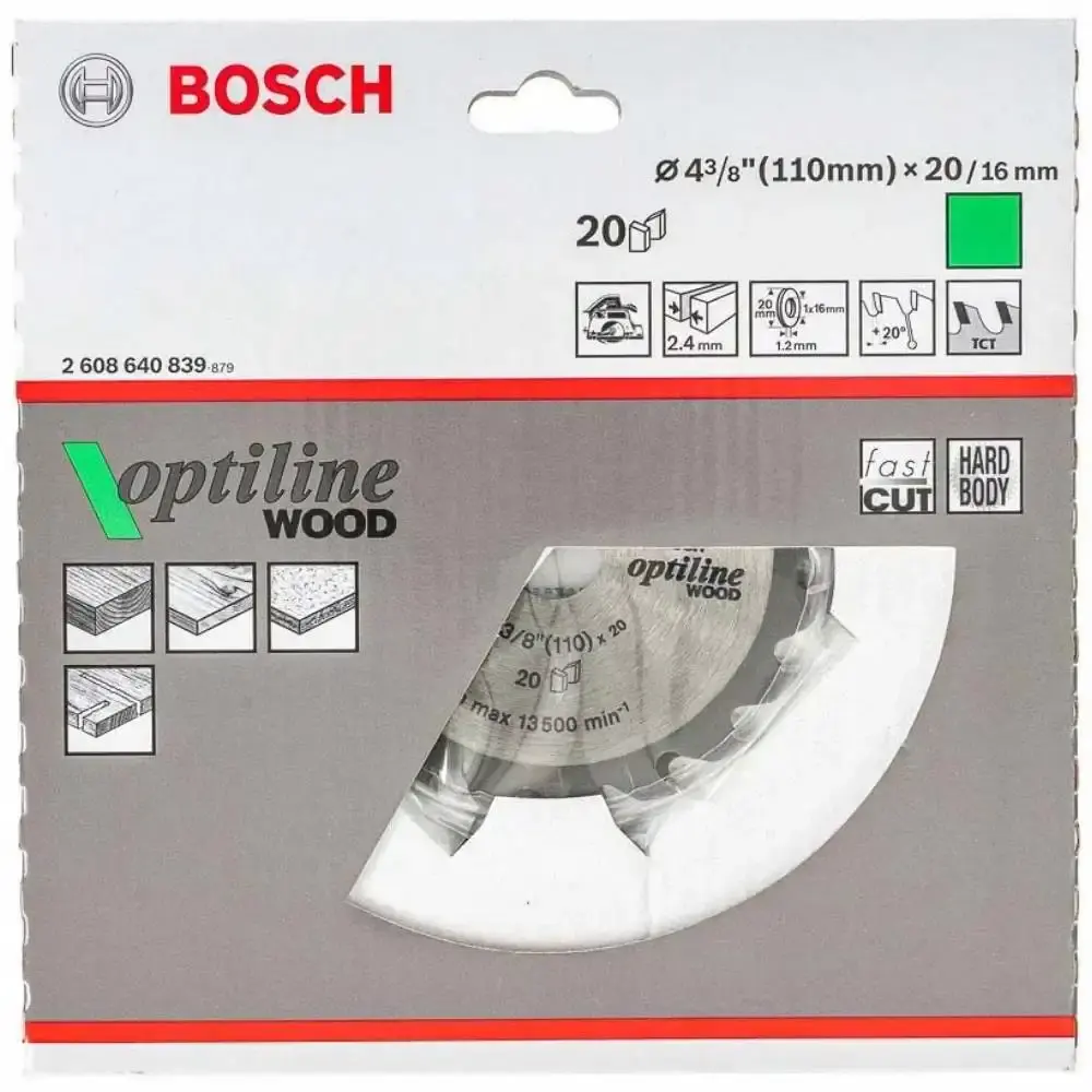 Disco de corte optilinewood 110X2,0MM 20 dentes Bosch — fotografia 2
