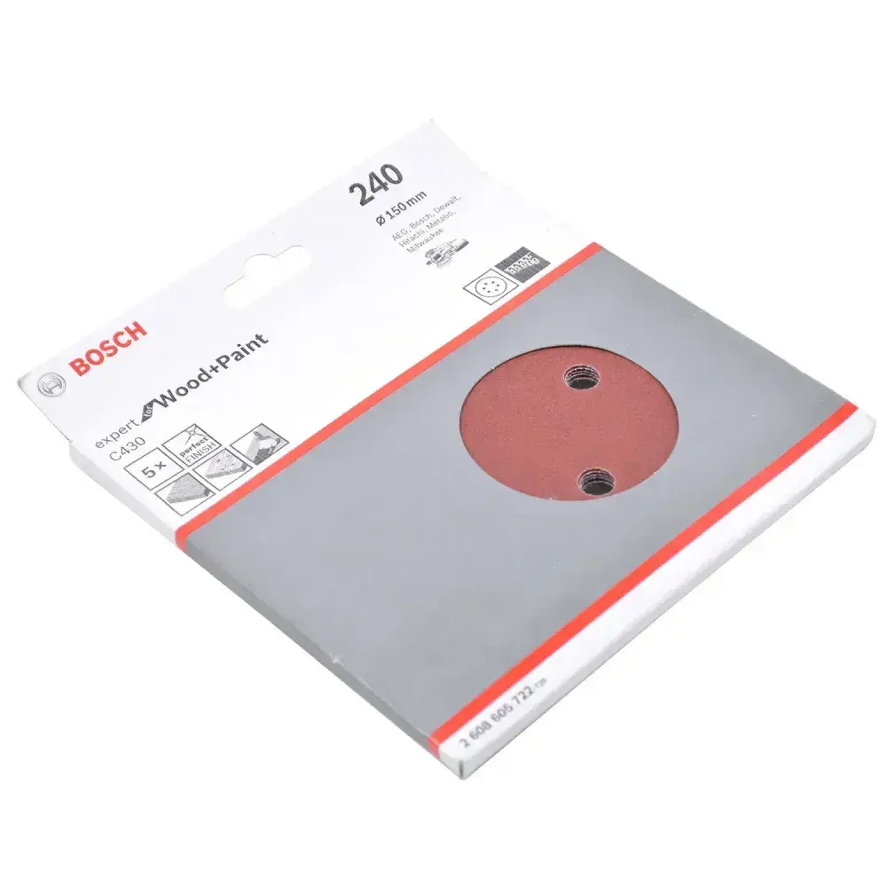 Kit 5 folhas de lixa velcro 6 G240 expert wood paint Bosch — fotografia 7
