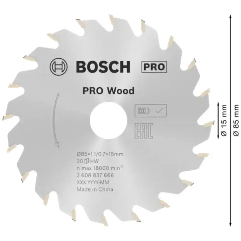 Disco de Corte Standard for Wood 85 x 15 MM 20 Dentes BOSCH — fotografia 2