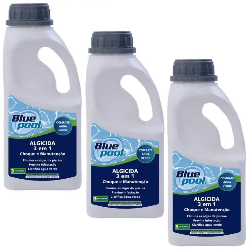 Algicida Líquido 3 em 1 para Piscinas 1L Kit com 3 Unidades 255120B Bluepool by FLUIDRA