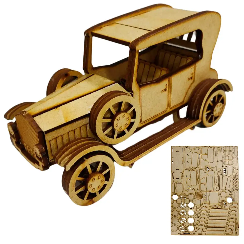Quebra-cabeça 3D miniatura colecionável carro vintage clássico em MDF Arte — fotografia de referência