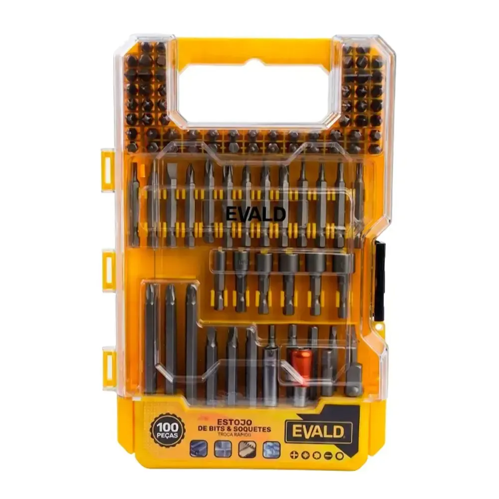 Kit furadeira industrial 3/8 pol 450W Bosch estojo de bits e soquetes 100 peças evald 220 V — fotografia 5