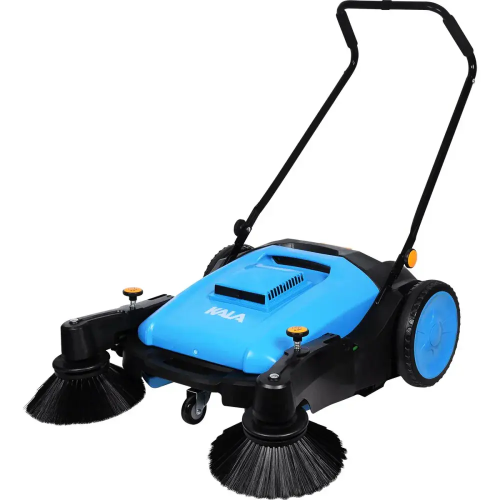 Varredeira manual para piso com 3 escovas 40L azul Kala — fotografia de referência