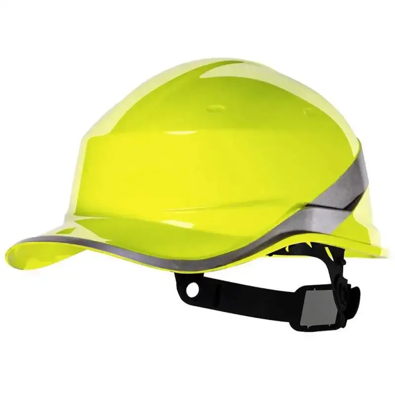 Capacete de segurança a/b aba frontal baseball diamond v amarelo botão de ajuste delta plus