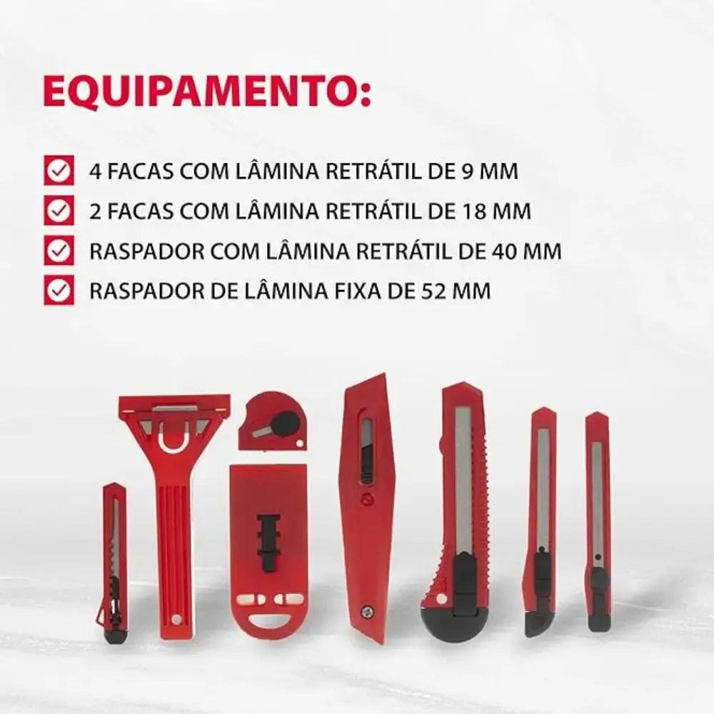 Jogo de estiletes retráteis 8 peças lâminas em aço MTX Extra — fotografia 12