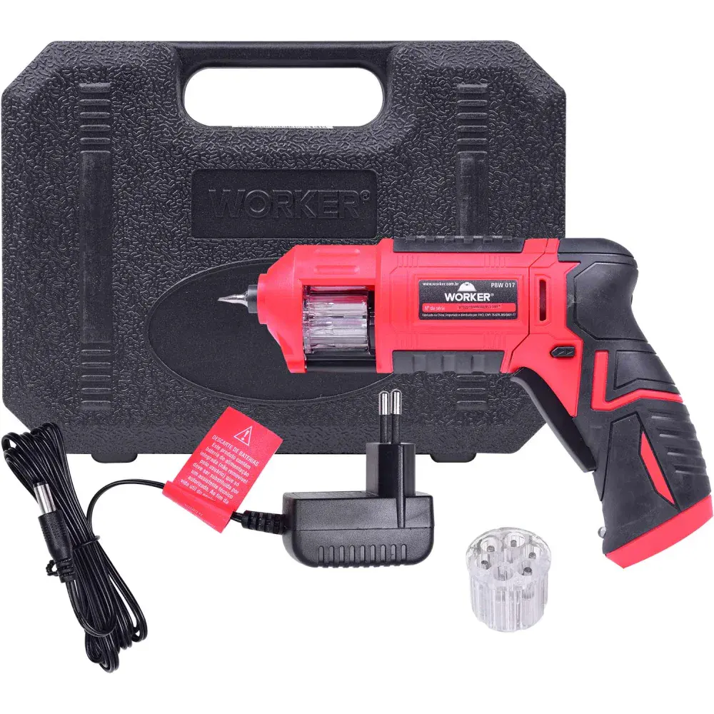 Parafusadeira a bateria pbw 017 com 17 peç 3,6V bivolt Worker — fotografia de referência