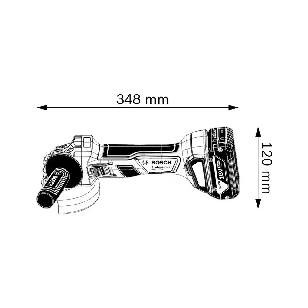 Esmerilhadeira angular 4.1/2 POL GWS180-LI com bateria 18V Bosch — fotografia 4