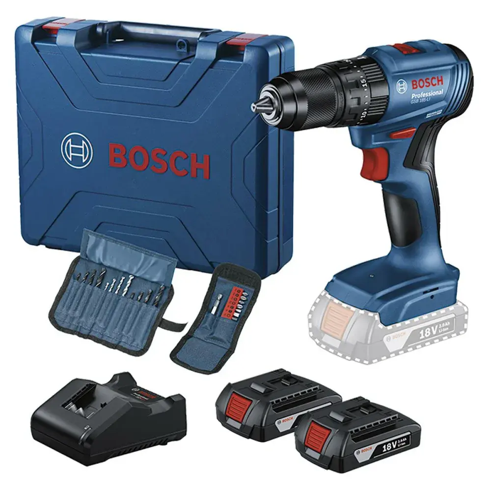 Furadeira parafusadeira de impacto GSB185-LI 18V com 2 baterias Bosch