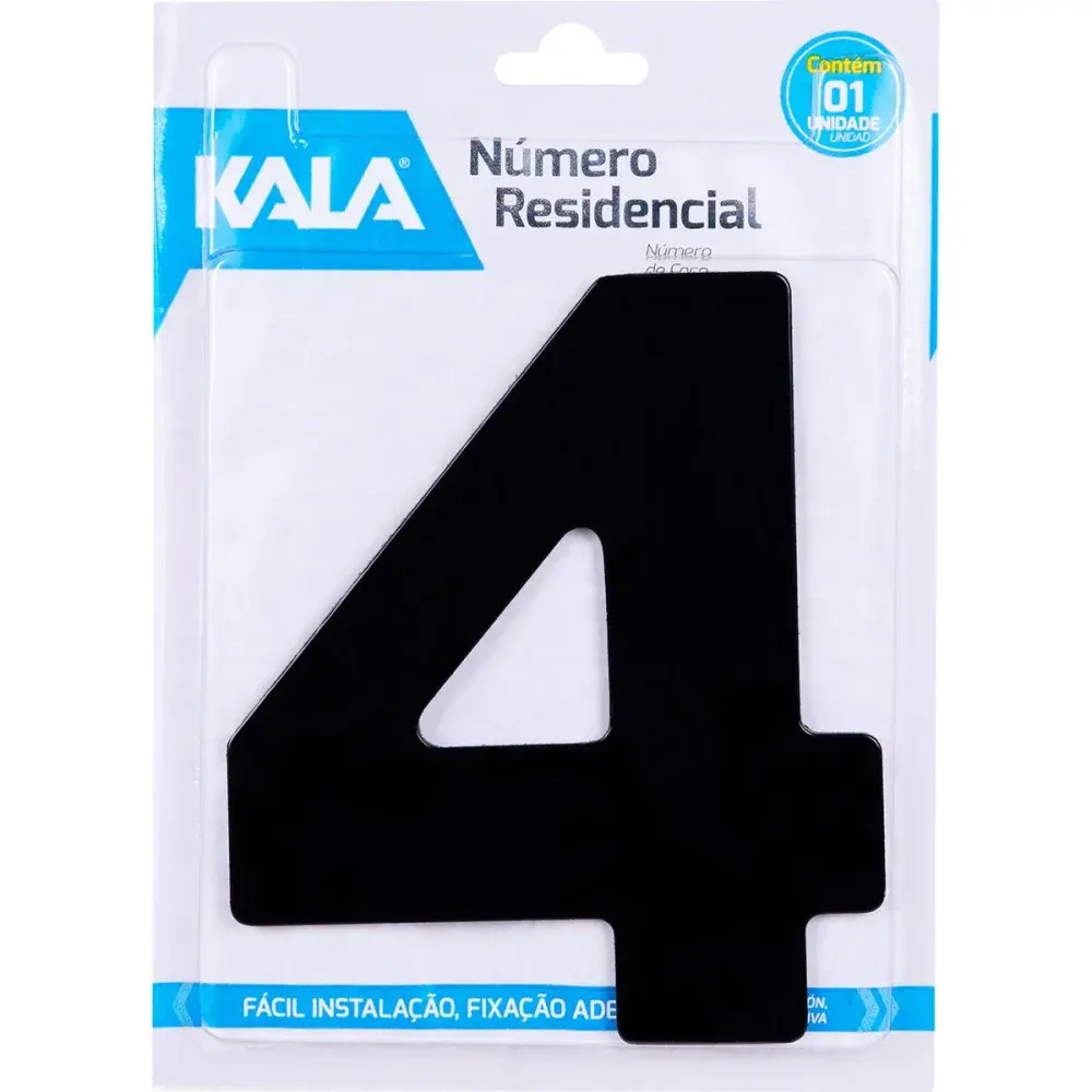 Número residencial N°4 preto 18,5CM Kala — fotografia de referência