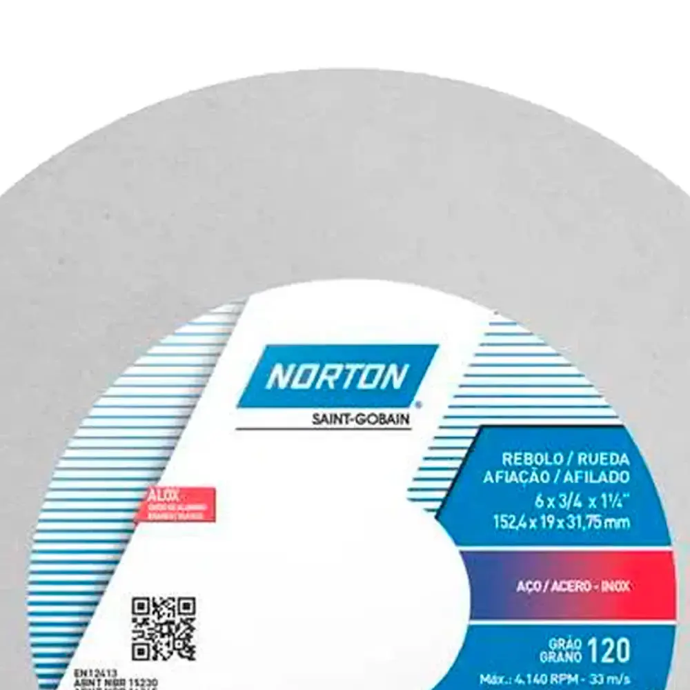 Rebolo Branco 6" x 3/4" x 1.1/4" AA120 66243464692 NORTON — fotografia 4