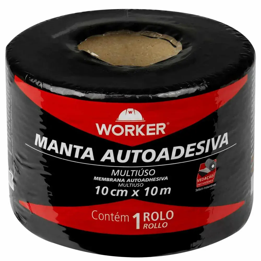 Fita manta asfáltica autoadesiva alumínio 10CM x 10M Worker — fotografia 2