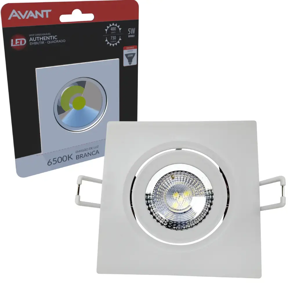 Luminária spot embutir led quadrado 5W 6500K bivolt Avant
