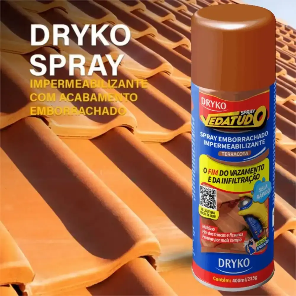 Spray emborrachado impermeabilizante 400 ML cor terracota Dryko — fotografia 4