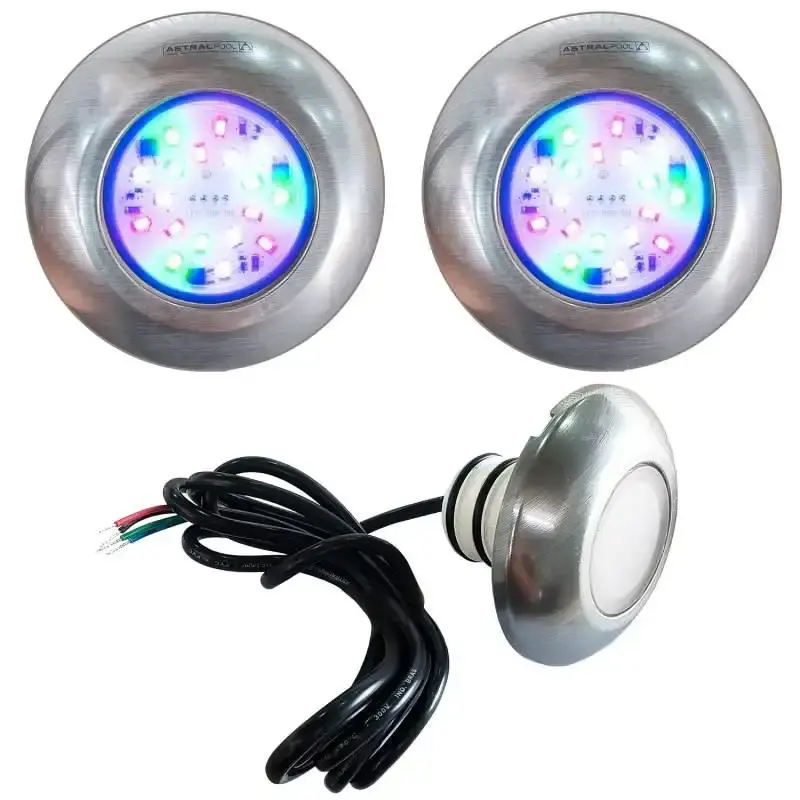 Refletor LED RGB inox para piscina em ABS kit 2 unidades 905261 Fluidra — fotografia 5