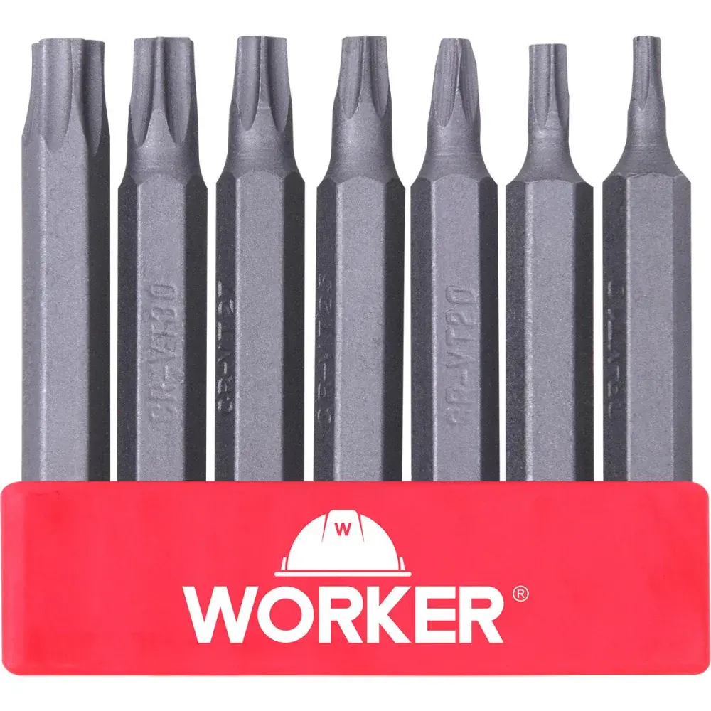 Jogo de bits para parafusadeira ponta torx 7 pçs Worker — fotografia de referência