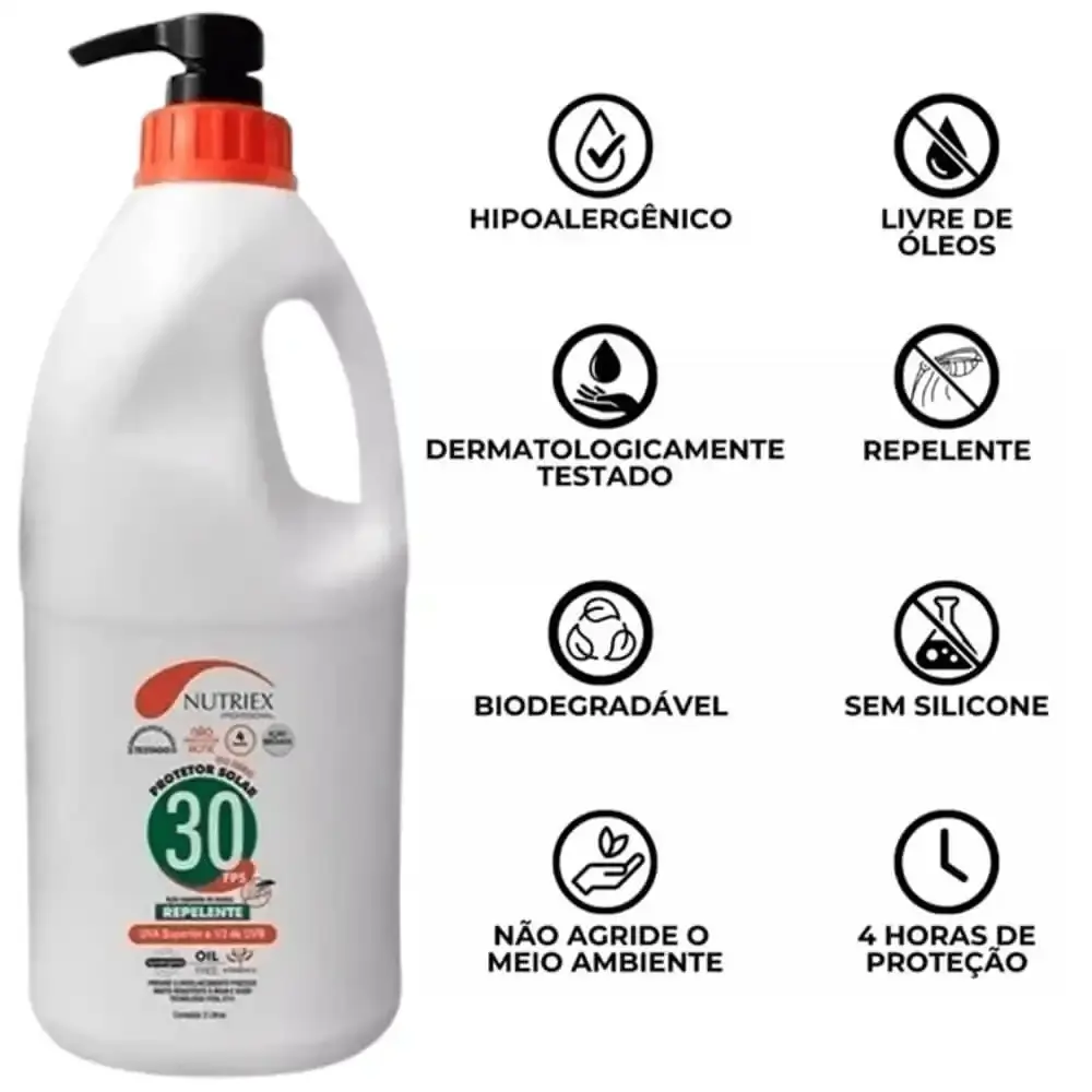 Protetor solar FPS 30 com repelente 2,0L bombona Nutriex — fotografia 3