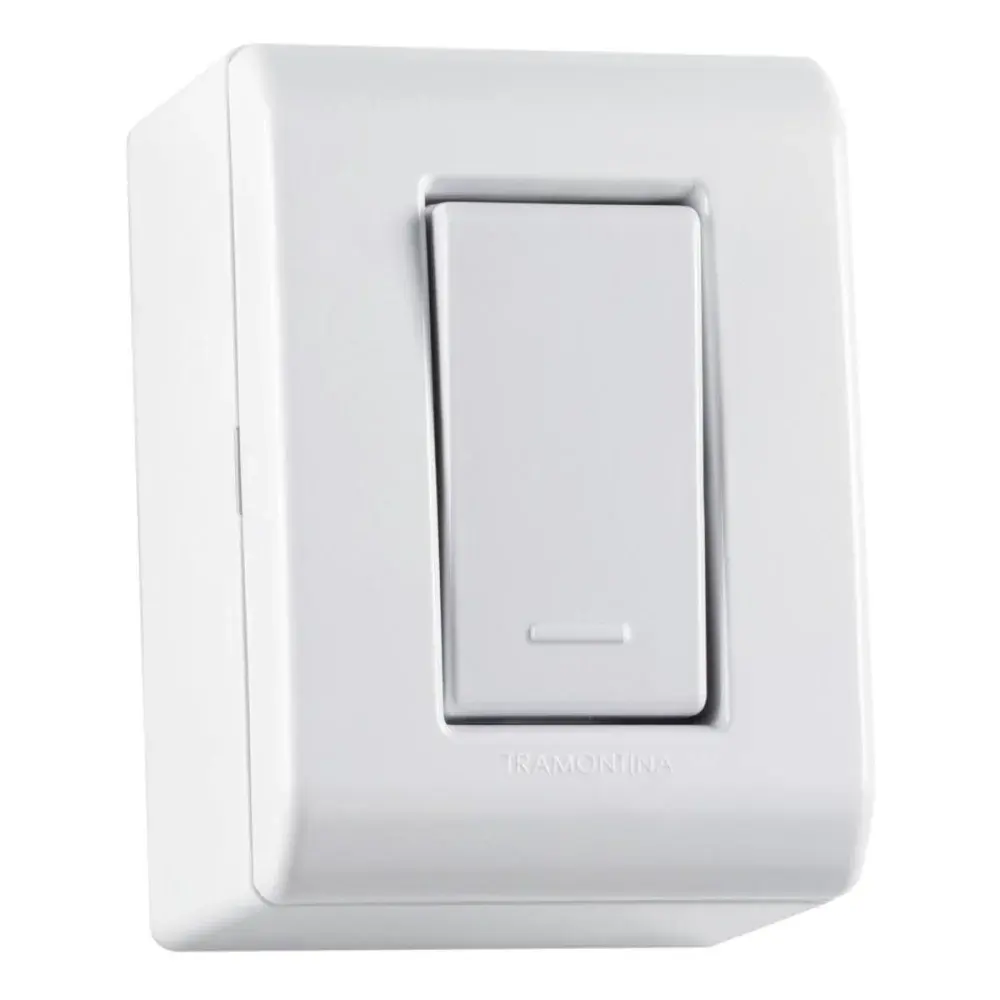 Caixa de sobrepor 1 interruptor 10 a 250 v branca Tramontina — fotografia de referência