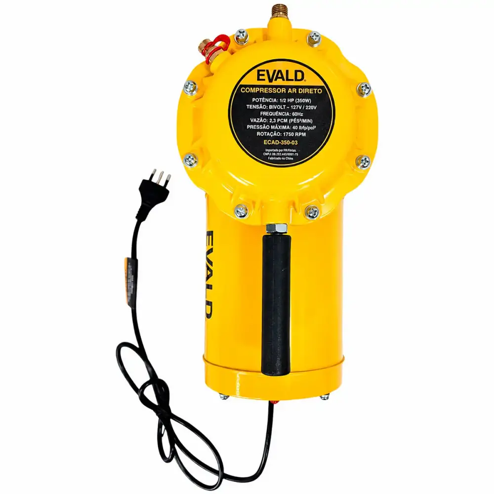 Compressor ar direto 1/2HP 1/2 polegada 350W kit 9 acessórios bivolt ECAD-350-03 Evald — fotografia 6