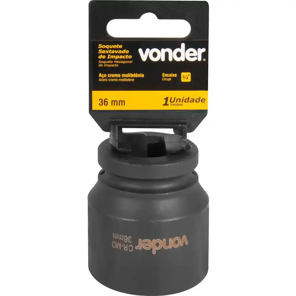 Soquete Sextavado Impacto Encaixe 3/4 polegada 36MM Cromado VONDER — fotografia 4